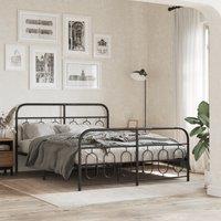 Berkfield Home Metal Bed Frame without Mattress with Footboard Black 140x200cm | Size: 140x200 cm