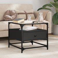 Berkfield Home Coffee Table with Glass Top Black 50x50x45 cm Steel | Size: 50 x 50 x 45 cm