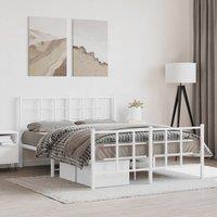 Berkfield Home Metal Bed Frame without Mattress with Footboard White 140x190cm | Size: 140x190 cm