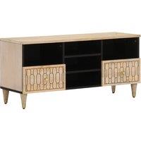 Berkfield Home TV Cabinet 100x33x46 cm Solid Wood Mango in Brown | Size: 100 x 33 x 46 cm