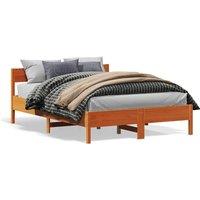 Berkfield Home Bed Frame without Mattress Wax Brown 135x190 cm Double Solid Wood Pine