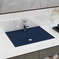 Luxury Basin with Faucet Hole Matt Dark Blue 60x46 cm Ceramic