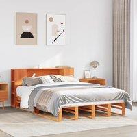 Berkfield Home Bookcase Bed without Mattress Wax Brown 140x200 cm Solid Wood in White