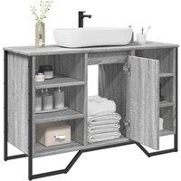 Berkfield Home Bathroom Sink Cabinet Grey Sonoma 91x35x60 cm Engineered Wood | Size: 91 x 35 x 60 cm