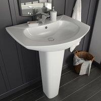 Berkfield Home Freestanding Basin with Pedestal Ceramic White 650x520x200 mm