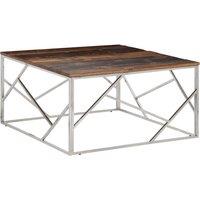 Berkfield Home Coffee Table Silver Stainless Steel & Solid Wood Sleeper