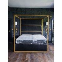 HOB Furniture Regent 4 Poster Bed, Faux Leather, Black | Size: Super King