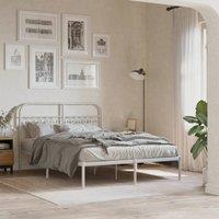 Metal Bed Frame without Mattress with Headboard White 140x190cm