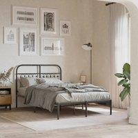 Berkfield Home Metal Bed Frame without Mattress with Headboard Black 120x200cm | Size: Small Double