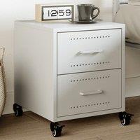 Bedside Cabinet White 36x39x43.5 cm Steel