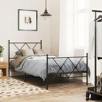 Metal Bed Frame without Mattress with Footboard Black 90x190cm