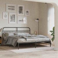 Berkfield Home Metal Bed Frame without Mattress with Headboard Black 183x213cm | Size: 183x213 cm
