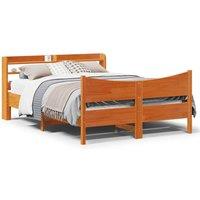 Bed Frame with Headboard Wax Brown 120x190 cm Small Double Solid Wood Pine