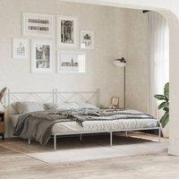 Berkfield Home Metal Bed Frame without Mattress with Headboard White 193x203cm | Size: 193x203 cm