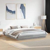 Bed Frame with LED without Mattress Grey Sonoma 200x200 cm