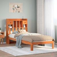 Berkfield Home Bookcase Bed without Mattress Wax Brown 100x200cm Solid Wood Pine | Size: 100x200 cm