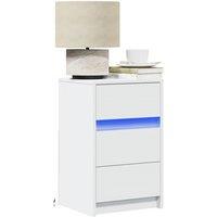Bedside Cabinet with LED Lights White Engineered Wood