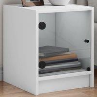 Berkfield Home Bedside Cabinets with Glass Doors 2 pcs White 35x37x42 cm | Size: 35 x 37 x 42 cm