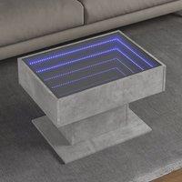 Berkfield Home Coffee Table with LED Concrete Grey 70x50x45 cm Engineered Wood | Size: 70 x 50 x 45 cm
