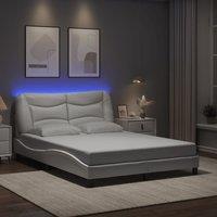 Bed Frame with LED without Mattress White 140x200 cm