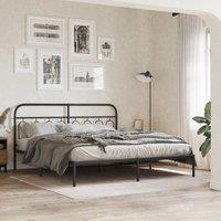Berkfield Home Metal Bed Frame without Mattress with Headboard Black 183x213cm | Size: 183x213 cm