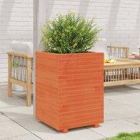 Berkfield Home Garden Planter Wax Brown 50x50x72.5 cm Solid Wood Pine
