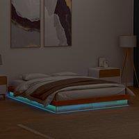 Berkfield Home LED Bed Frame without Mattress Wax Brown 160x200 cm Solid Wood