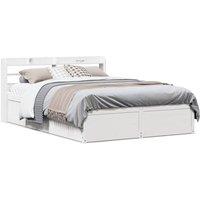 Bed Frame with Headboard White 140x200 cm Solid Wood Pine