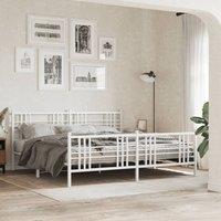 Metal Bed Frame without Mattress with Footboard White 183x213cm