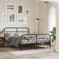 Berkfield Home Metal Bed Frame without Mattress with Footboard Black 140x190cm | Size: 140x190 cm
