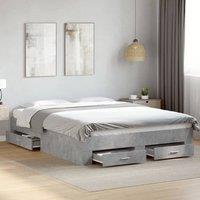 Berkfield Home Bed Frame with Drawers without Mattress Concrete Grey 140x200 cm