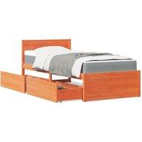 Berkfield Home Bed with Drawers & Mattress Wax Brown 90x200 cm Solid Wood Pine