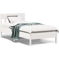 Bed Frame without Mattress White 90x190 cm Single Solid Wood Pine