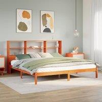 Berkfield Home Bookcase Bed without Mattress Wax Brown 200x200 cm Solid Wood Pine