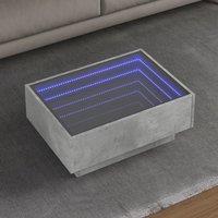 Berkfield Home Coffee Table with LED Concrete Grey 70x50x30 cm Engineered Wood | Size: 70 x 50 x 30 cm