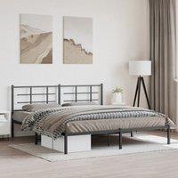 Berkfield Home Metal Bed Frame without Mattress with Headboard Black 183x213cm | Size: 183x213 cm