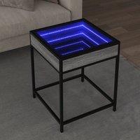 Berkfield Home Coffee Table with Infinity LED Grey Sonoma 40x40x51 cm | Size: 40 x 40 x 51 cm
