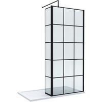 Balterley 8mm Glass Wetroom Screen & Return Black Framed & Tray 1400 x 900mm