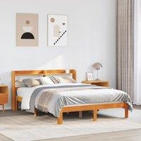 Berkfield Home Bed Frame without Mattress Wax Brown 135x190 cm Double Solid Wood Pine