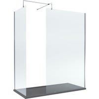 Balterley 8mm Glass Wetroom Screens Chrome & Slate Grey Tray 1700 x 800mm in Silver