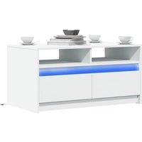 Berkfield Home Coffee Table with LED Lights White Engineered Wood