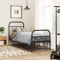 Berkfield Home Metal Bed Frame without Mattress with Footboard Black 75x190cm | Size: 75x190 cm