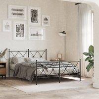 Berkfield Home Metal Bed Frame without Mattress with Footboard Black 140x190cm | Size: 140x190 cm