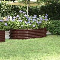 Garden Raised Bed Powder-coated Steel 152x80x36 cm Brown