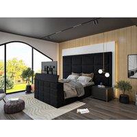 HOB Furniture Block Upholstered Tv Bed Frame, Luxury French Velvet, Black | Size: King