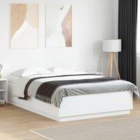 Bed Frame with LED without Mattress White 120x200 cm