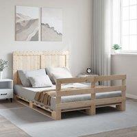 Bed Frame without Mattress with Headboard 140x200 cm Solid Wood