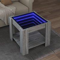 Berkfield Home Coffee Table with LED Grey Sonoma 53x53x45 cm Engineered Wood | Size: 53 x 53 x 45 cm