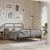 Berkfield Home Metal Bed Frame without Mattress with Footboard Black 140x190cm | Size: 140x190 cm