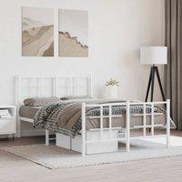Berkfield Home Metal Bed Frame without Mattress with Footboard White 120x200cm | Size: Small Double